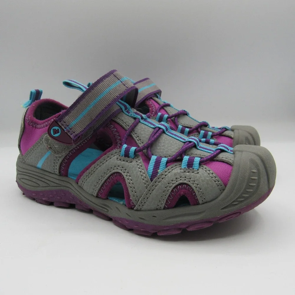 Merrell Hydro Sandals Kids 13M Grey Purple Excellent Water Shoes MK166974